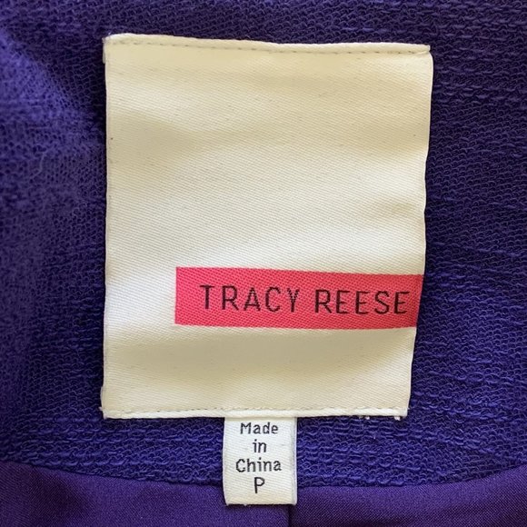 TRACY REESE WOMENS PURPLE SOFT COTTON BLEND JACKET COAT W/PADDED ARMS - SIZE P - Picture 7 of 8